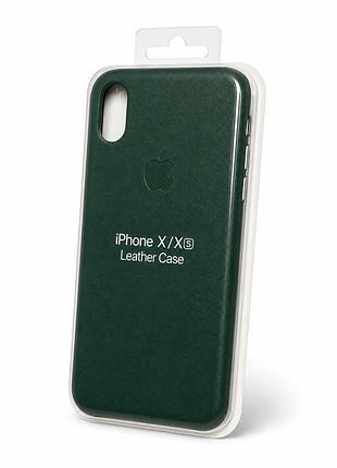 Якісний шкіряний чохол на iphone x / xs green