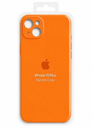 Силіконовий чохол з мікрофіброю та покриттям softtouch для iphone 15 plus orange