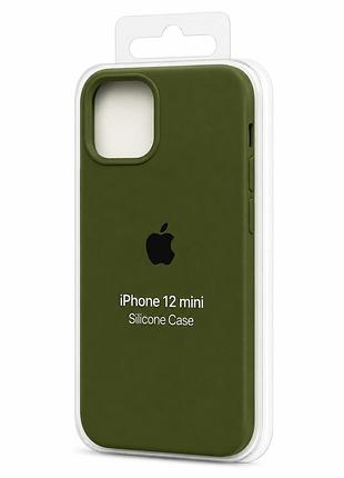 Силіконовий чохол з мікрофіброю та покриттям softtouch для iphone 12 mini хакі ( full № 48 )