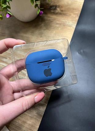 Чехол для наушников airpods 3 с карабином и покрытием softtouch синий ( high №20 )