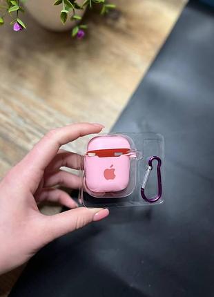 Чехол для наушников airpods 1 / 2 с карабином и покрытием softtouch розовый ( high №6 )