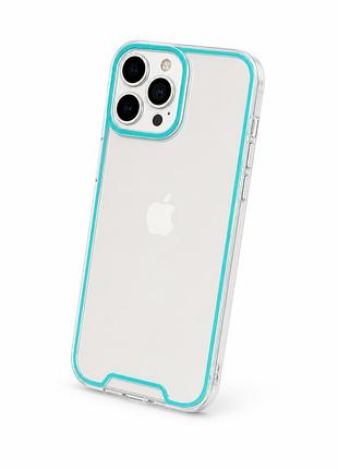 Прозорий силіконовий чохол для iphone 12 з обідком, який звідеться в темряві ( блакитний)