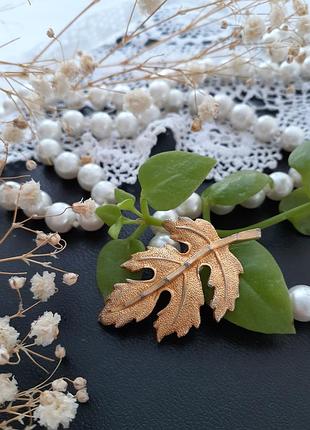 Золотой лист брошь винтаж металлическая браширование брошь брошка листочек