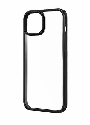 Противоударный чехол для iphone 15 plus из прозрачного поликарбоната и силиконовыми бортиками black