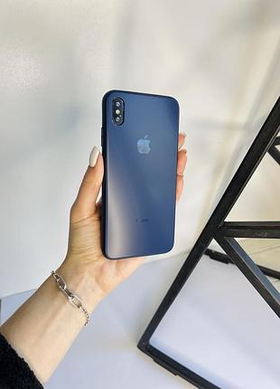 Чохол «matt glass case» 7+/ 8+ blue (матове скло)