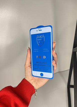 Міцне , тверде захисне скло із глянцевою поверхнею 10d тонке для iphone 6+/6s+ ( біле )