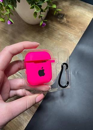 Чехол для наушников airpods 1 / 2 с карабином и покрытием softtouch розовый ( high №44 )