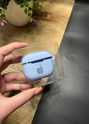 Чехол для наушников airpods 3 с карабином и покрытием softtouch голубой ( high №5 )