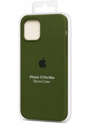 Силіконовий чохол з мікрофіброю та покриттям softtouch для iphone 12 pro max хакі ( full № 48 )