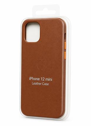 Якісний шкіряний чохол на iphone 12 mini brown