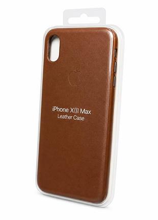 Якісний шкіряний чохол на iphone xs max brown