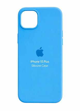 Силіконовий чохол з мікрофіброю та покриттям softtouch для iphone 15 plus blue