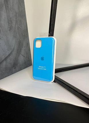 Силіконовий чохол з мікрофіброю та покриттям softtouch для iphone 11 blue