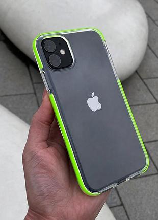 Чехол «clear reef» iphone xr lime (прозрачные с цветными бортиками)