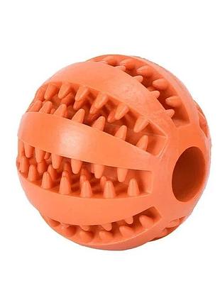 Інтерактивна іграшка м'ячик для собак animall з отворами для корму 6 см, coral