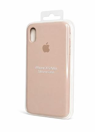 Силіконовий чохол з мікрофіброю та покриттям softtouch для iphone xs max пудровий ( full № 19 )