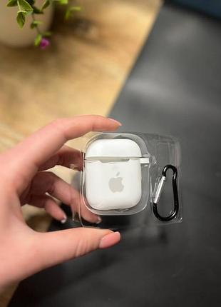 Чехол для наушников airpods 1 / 2 с карабином и покрытием softtouch белый ( high №9 )