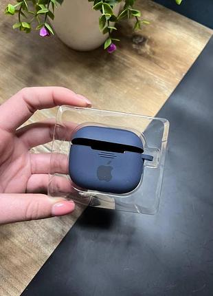 Чехол для наушников airpods 3 с карабином и покрытием softtouch синий ( high №8 )