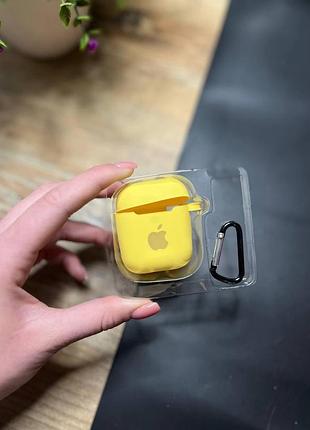 Чехол для наушников airpods 1 / 2 с карабином и покрытием softtouch желтый ( high №4 )