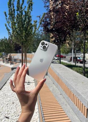 Чехол на iphone 15 pro «matte gradient» case silver с линзами на камере