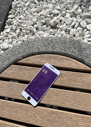 Зеркальное защитное стекло 8d mirror glass (full glue / фиолетовый оттенок) для iphone 7 / 8 white