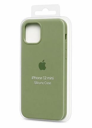 Силіконовий чохол з мікрофіброю та покриттям softtouch для iphone 12 mini зелений ( full № 1 )