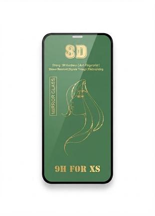 Зеркальное защитное стекло 8d mirror glass (full glue / зеленый оттенок) для iphone x / xs