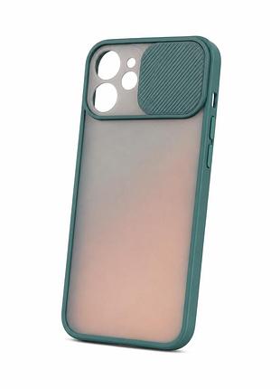 Протиударний чохол із матового полікарбонату зі шторкою на камері на iphone 11 pro зелений ( № 49 )