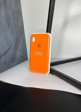 Силіконовий чохол silicone case з мікрофіброю для iphone xr orange