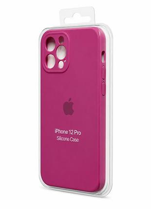 Силіконовий чохол з мікрофіброю та покриттям softtouch для iphone 12 pro рожевий ( full camera № 50 )