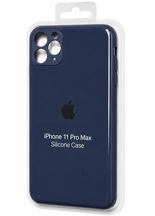 Силиконовый чехол с микрофиброй и покрытием softtouch для iphone 11 pro max синий (full camera no 8 )