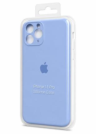 Силіконовий чохол з мікрофіброю та покриттям softtouch для iphone 11 pro блакитний ( full camera № 5 )