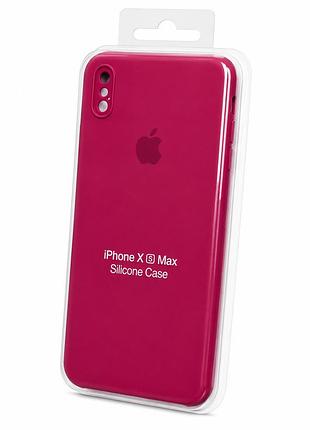 Силіконовий чохол із закритою камерою та квадратними бортиками на iphone xs max рожевий ( square full camera №