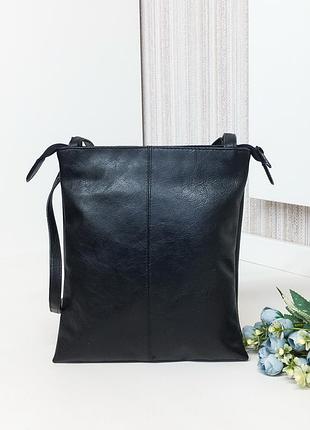 Сумка кожаная черная планшет, натуральная кожа, производство индия.