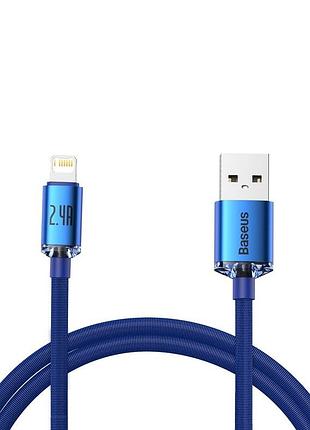 Кабель baseus crystal shine series fast charging data cable usb to ip 2.4a 1.2m blue