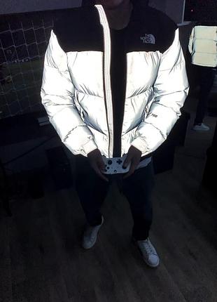 Мужская зимняя куртка пуховик the north face оверсайз до -30*с теплая курточка тнф унисекс рефлективная m (b)