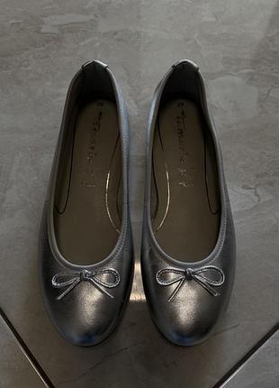 Балетки жіночі tamaris срібні, шкіряні