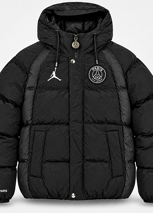 Чоловіча зимова куртка jordan × psg puffer чорна до -25 °c пуховик джордан m (b)
