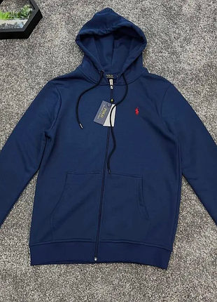 Мужская зип-худи polo ralph lauren синя кофта поло с капюшоном (b)