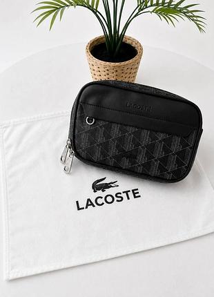 Сумка чоловіча lacoste чорна барсетка через плече лакоста (b)