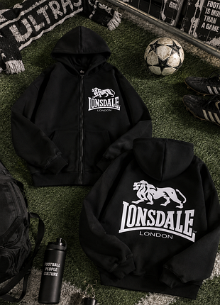 Мужская толстовка lonsdale черная зип-худи лонсдейл на змейке демисезонная m (b)
