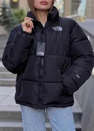 Жіноча зимова куртка the north face оверсайз до -25*с пуховик тнф чорний (b)