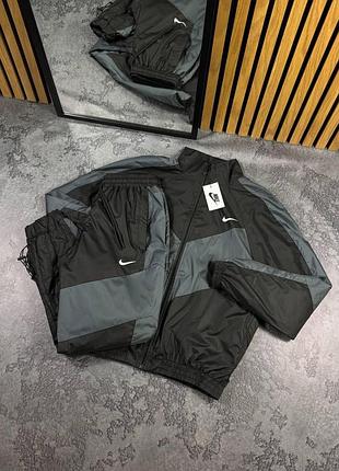 Мужской спортивный костюм nike ветровка + штаны из плащевки черный комплект найк без капюшона xl (b)