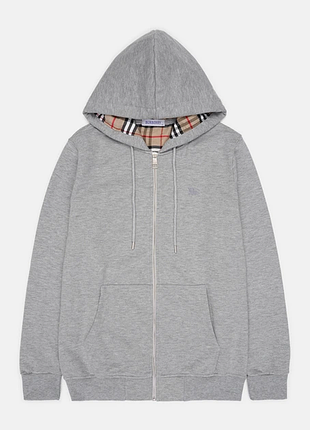 Мужская зип-худи burberry серая кофта барберри из трехнити (b)