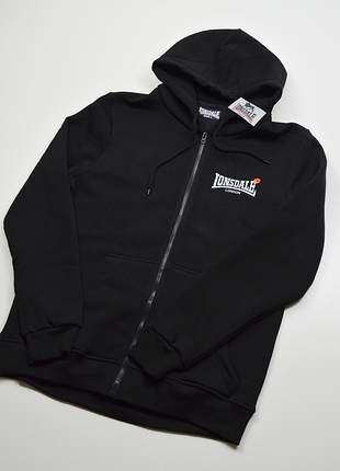 Мужская толстовка lonsdale черная зип-худи лонсдейл на змейке демисезонная s (b)