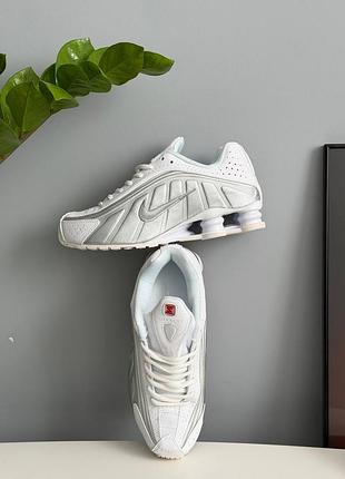 Кроссовки nike shox r4 white silver