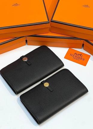 Гаманець hermes dogon duo wallet чорний колір ghw phw