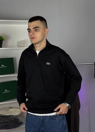 Мужской свитшот lacoste черный кофта без капюшона лакост m (b)