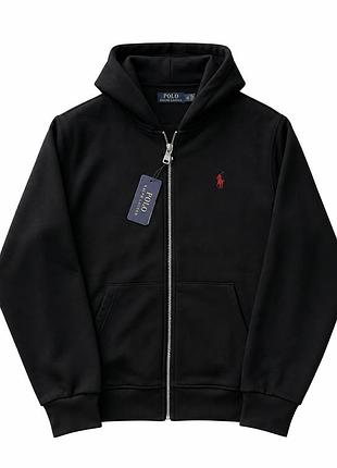 Чоловіча зіп-худі polo ralph lauren чорна кофта поло з капюшоном l (b)