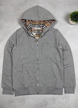 Мужская зип-худи burberry серая кофта барберри из трехнити xl (b)